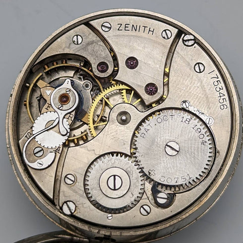 1914年頃 アンティーク ゼニス 懐中時計 合金ケース 動作良好